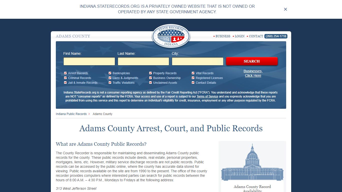 Adams County Arrest, Court, and Public Records