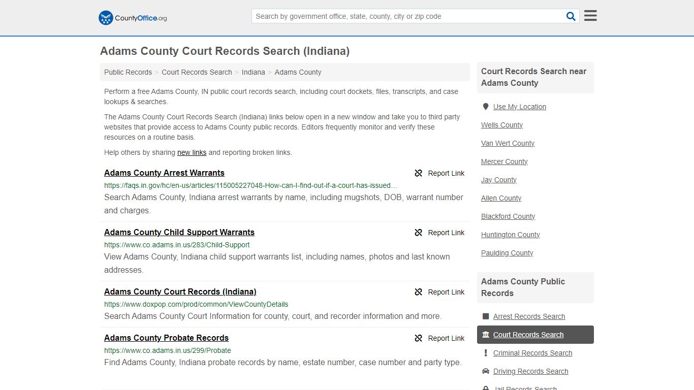 Adams County Court Records Search (Indiana) - County Office