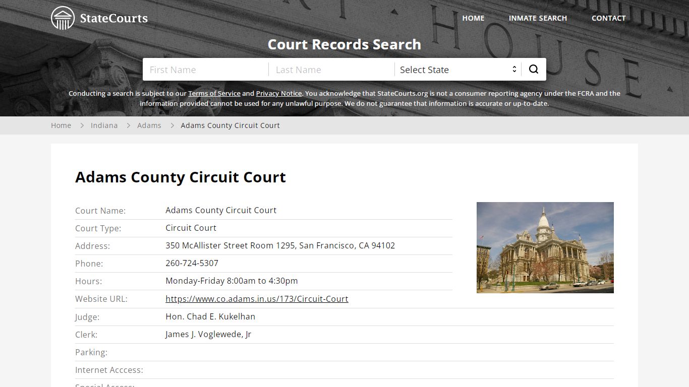Adams County Circuit Court, Adams County, IN - StateCourts
